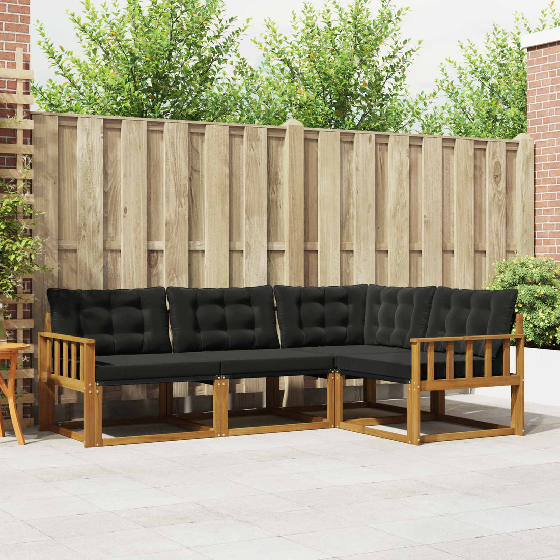 vidaXL Conjunto de sofás de exterior 4 uds. Natural y negro