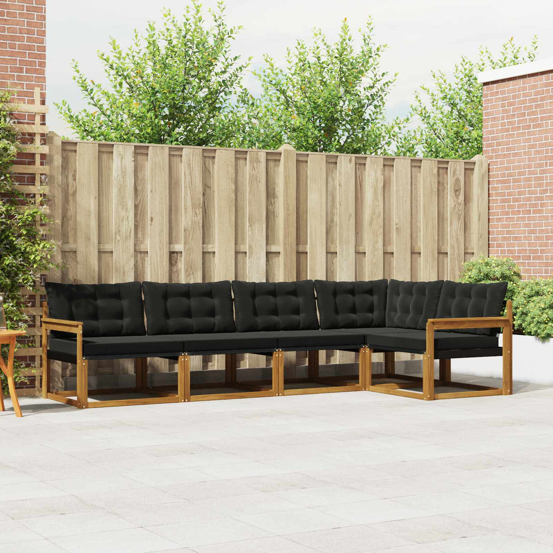vidaXL Conjunto de sofás de exterior 5 uds. Natural y negro