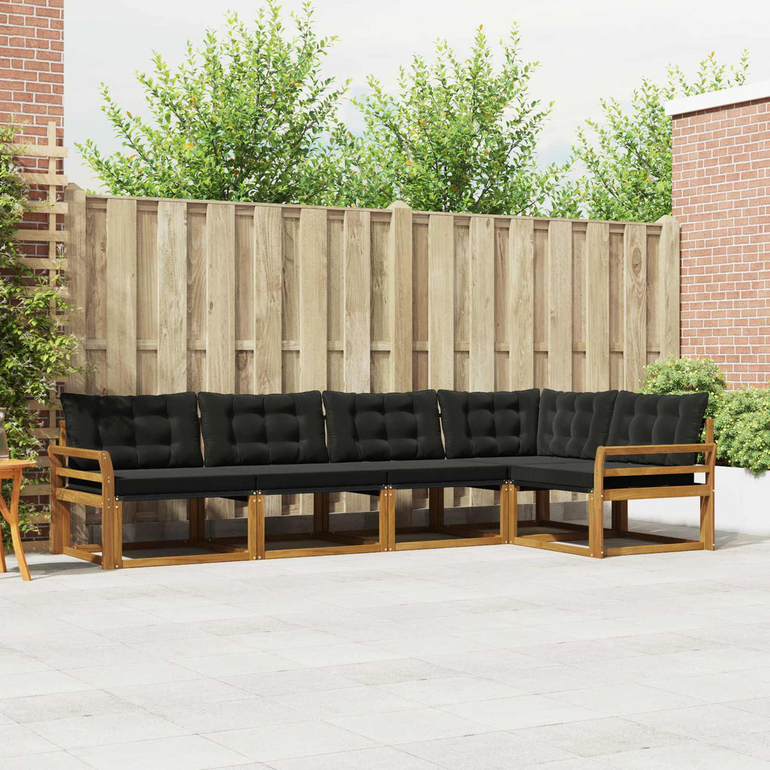 vidaXL Conjunto de sofás de exterior 5 uds. Natural y negro