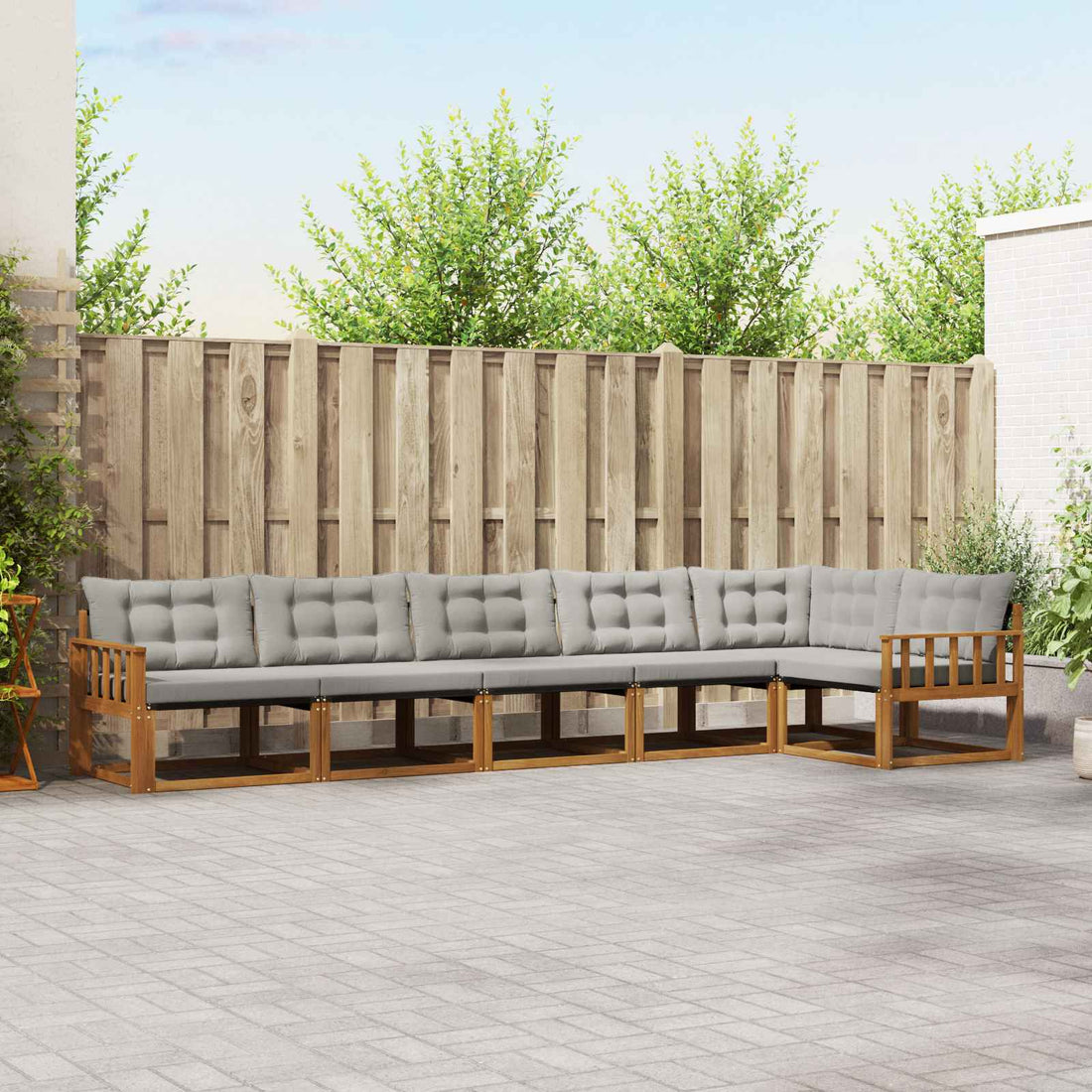 vidaXL Conjunto de sofás de exterior 6 uds. Gris Natural y Claro