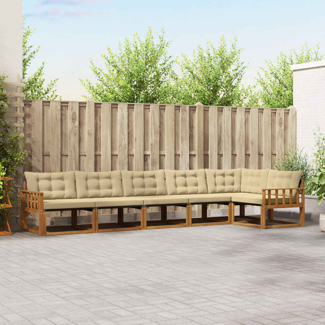 vidaXL Conjunto de sofás de exterior 6 uds. Natural y Beige