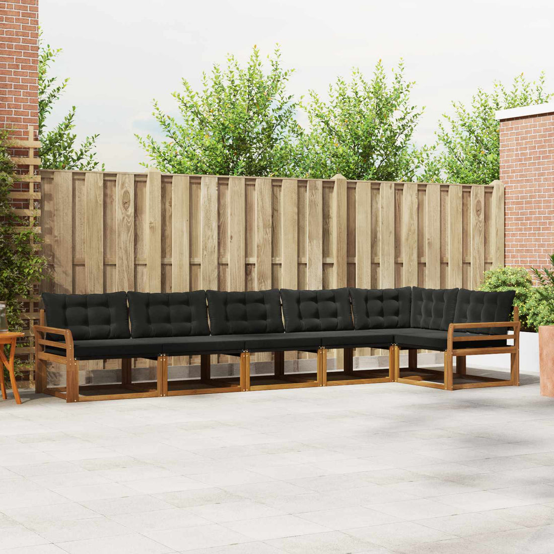 vidaXL Conjunto de sofás de exterior 6 uds. Natural y negro