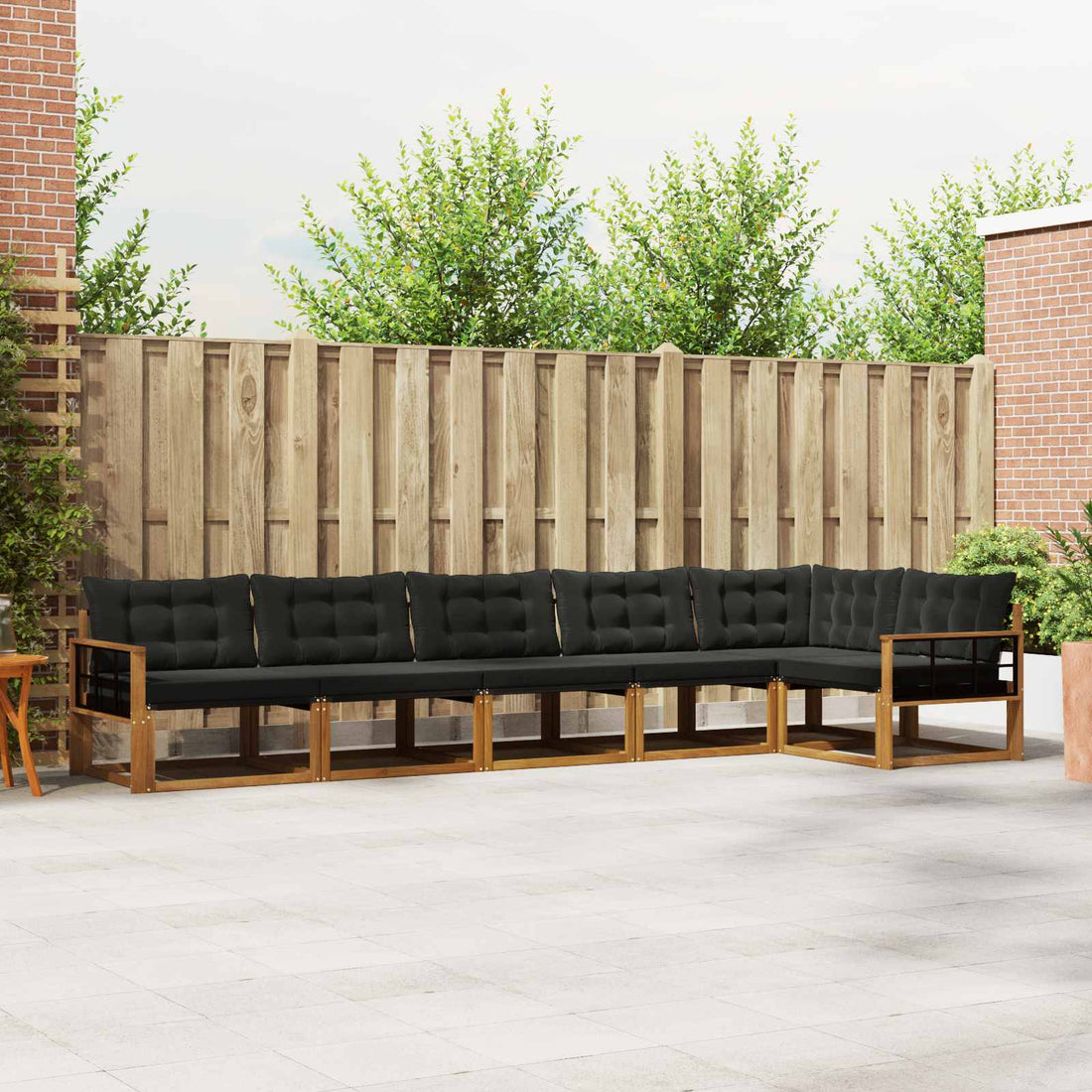 vidaXL Conjunto de sofás de exterior 6 uds. Natural y negro