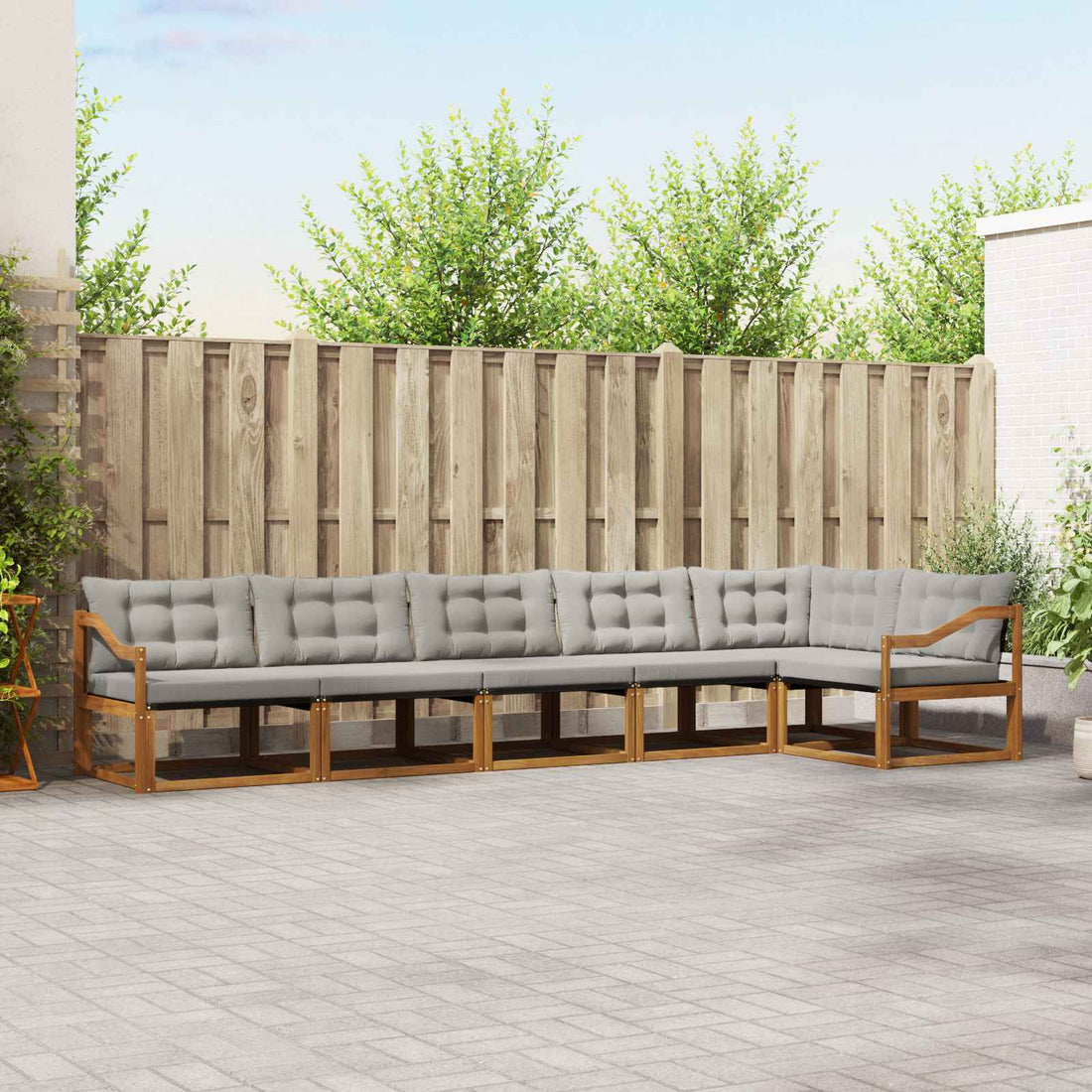 vidaXL Conjunto de sofás de exterior 6 uds. Gris Natural y Claro