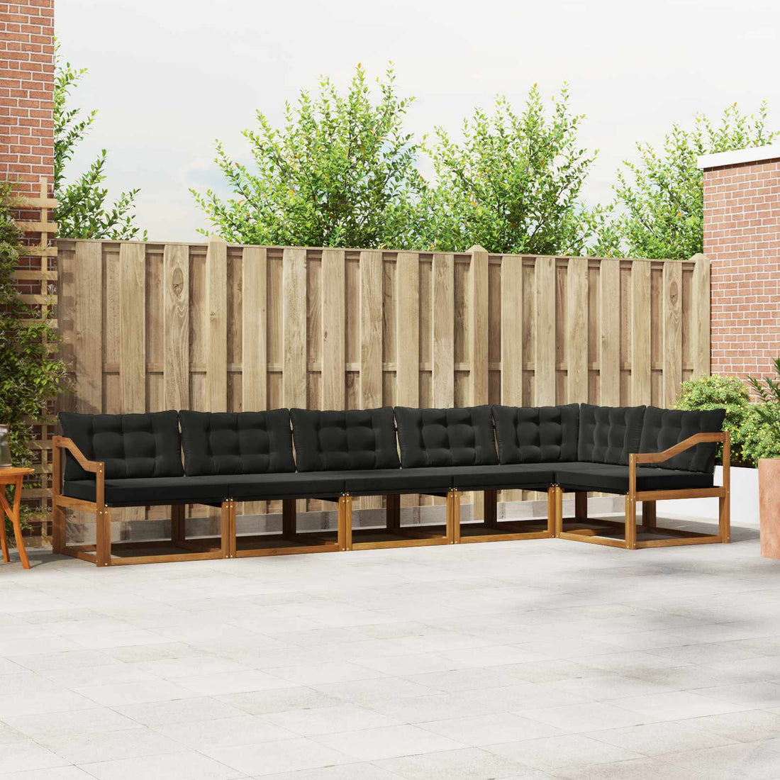 vidaXL Conjunto de sofás de exterior 6 uds. Natural y negro