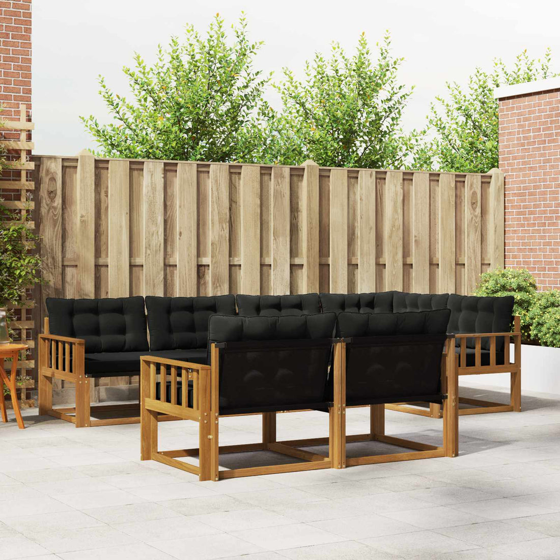vidaXL Conjunto de sofás de exterior 7 uds. Natural y negro