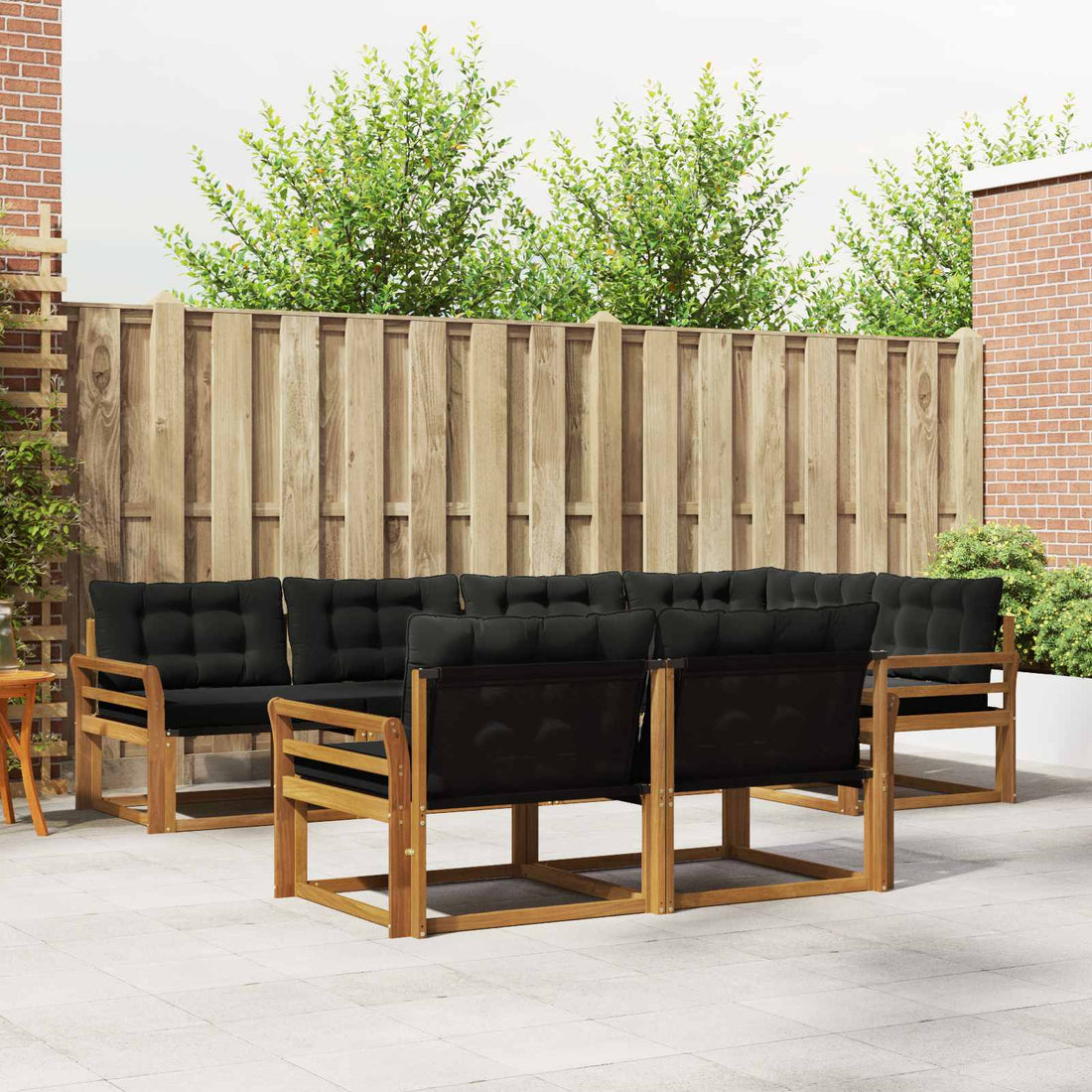vidaXL Conjunto de sofás de exterior 7 uds. Natural y negro