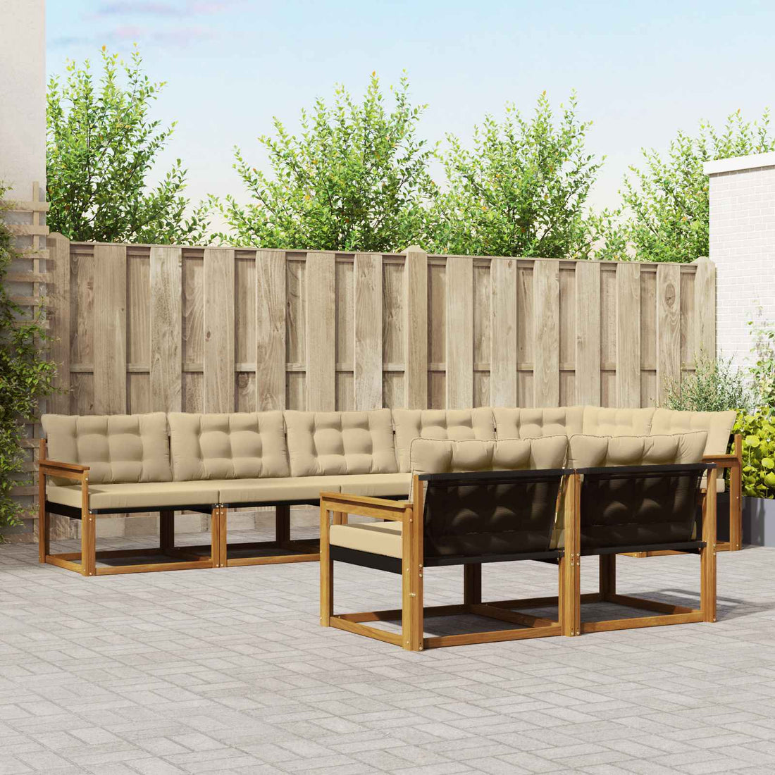 vidaXL Conjunto de sofás de exterior 8 uds. Natural y Beige