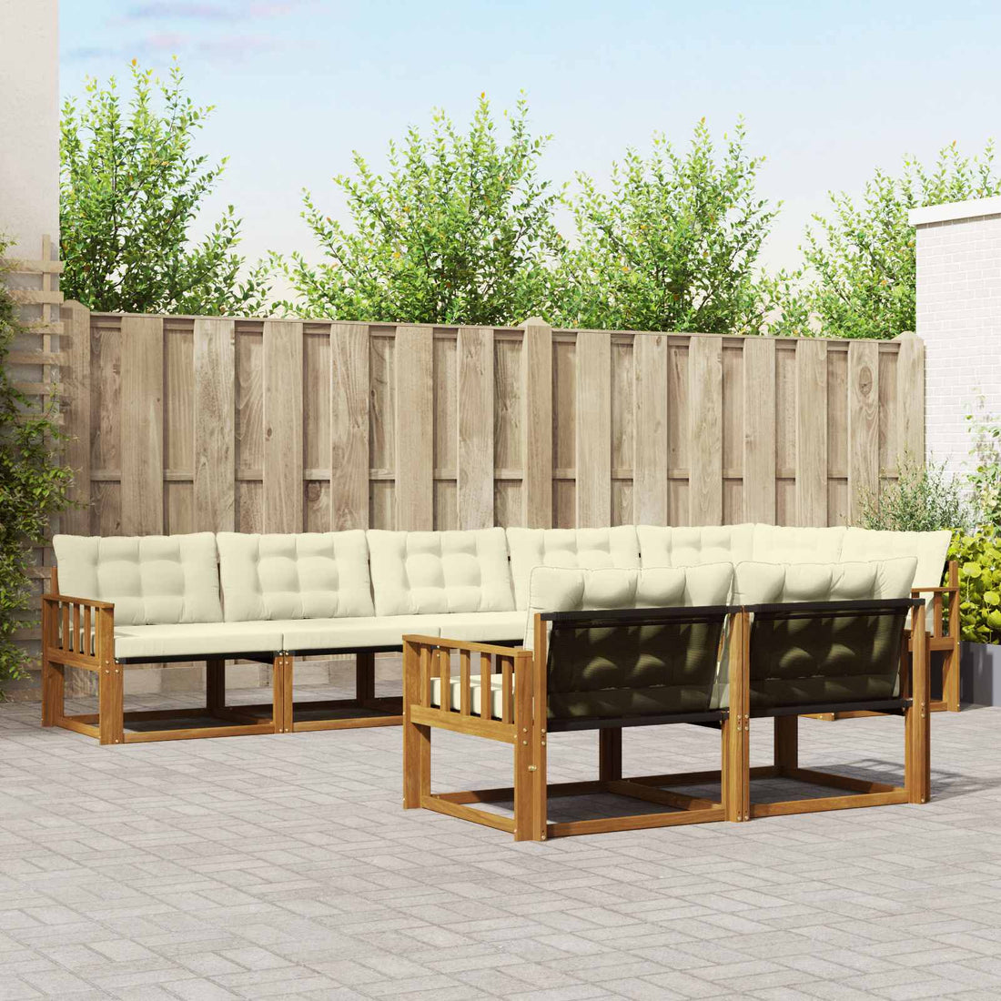 vidaXL Conjunto de sofás de exterior 8 uds. Natural y Crema