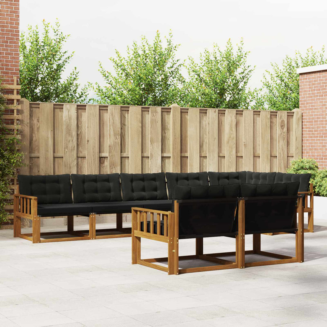 vidaXL Conjunto de sofás de exterior 8 uds. Natural y negro
