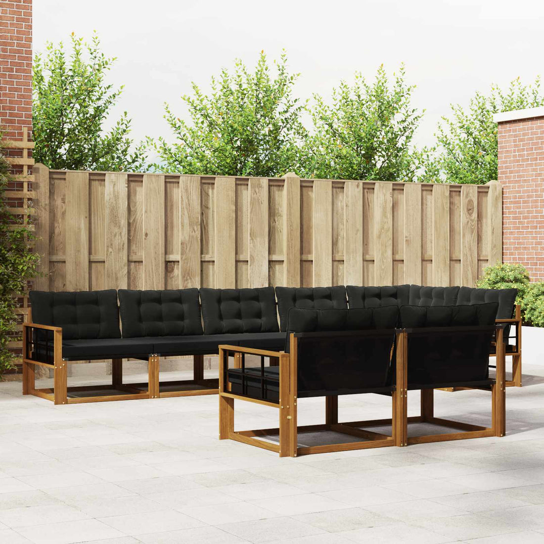 vidaXL Conjunto de sofás de exterior 8 uds. Natural y negro