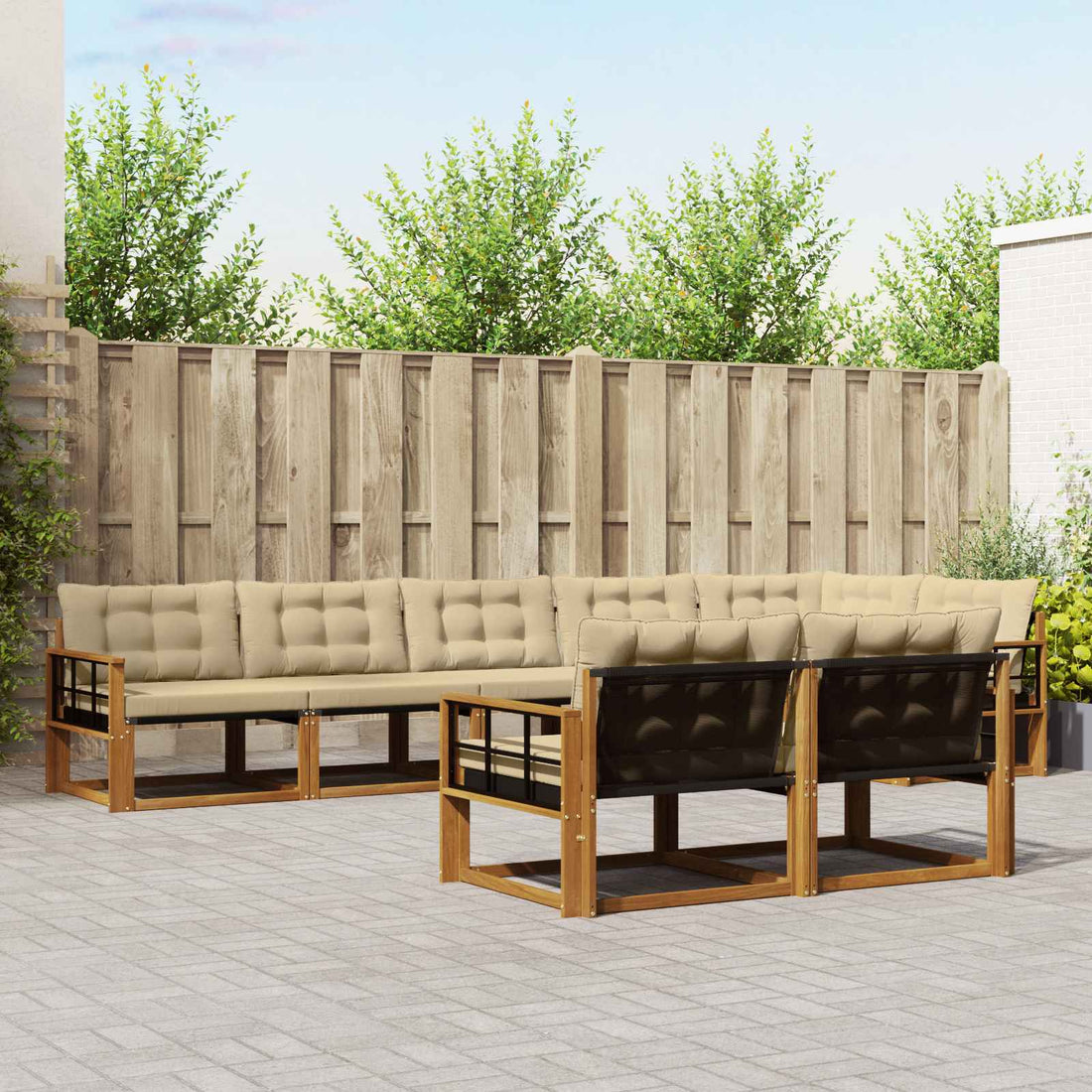 vidaXL Conjunto de sofás de exterior 8 uds. Natural y Beige