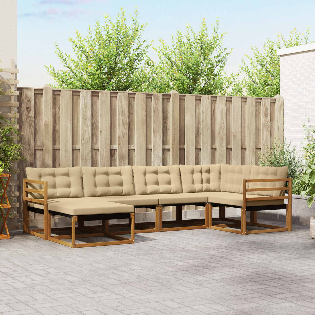 vidaXL Conjunto de sofás de exterior 6 uds. Natural y Beige