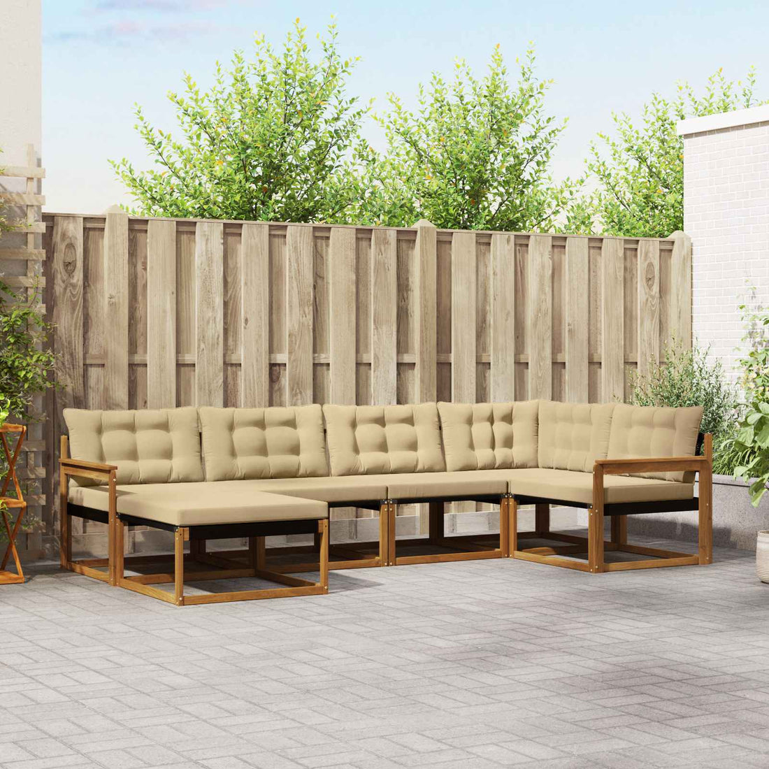 vidaXL Conjunto de sofás de exterior 6 uds. Natural y Beige