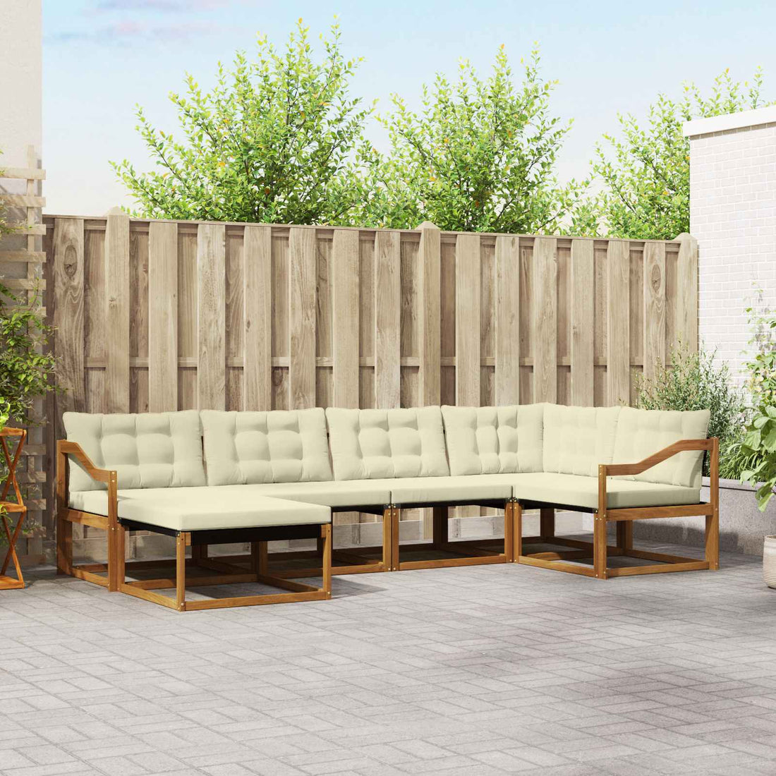 vidaXL Conjunto de sofás de exterior 6 uds. Natural y Crema