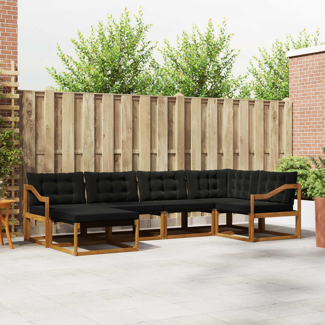 vidaXL Conjunto de sofás de exterior 6 uds. Natural y negro