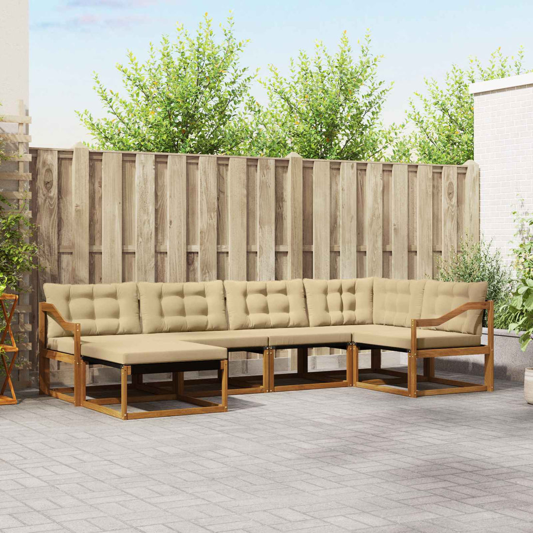 vidaXL Conjunto de sofás de exterior 6 uds. Natural y Beige