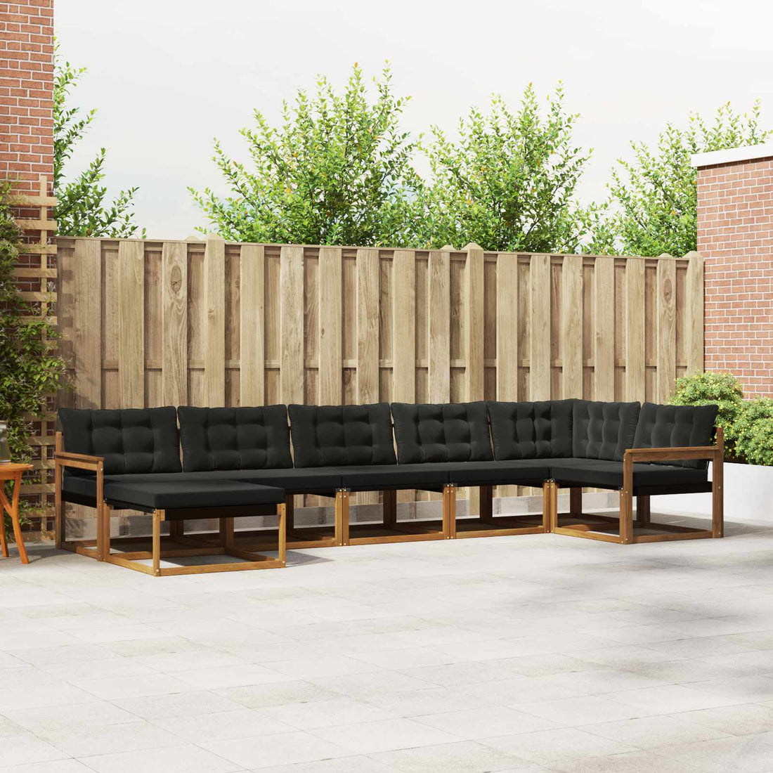 vidaXL Conjunto de sofás de exterior 7 uds. Natural y negro
