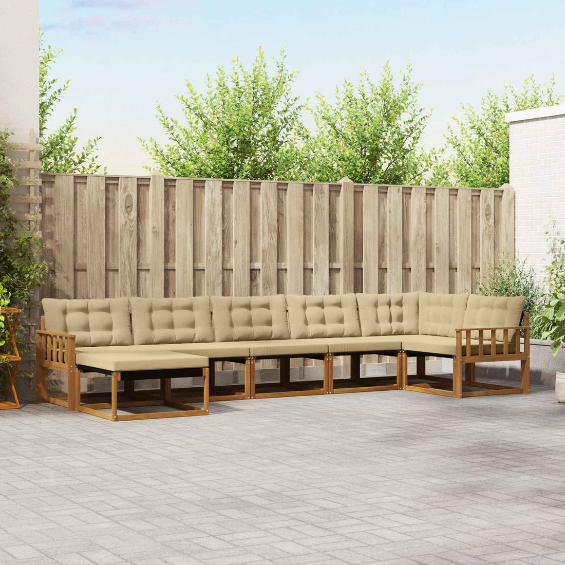 vidaXL Conjunto de sofás de exterior 7 uds. Natural y Beige