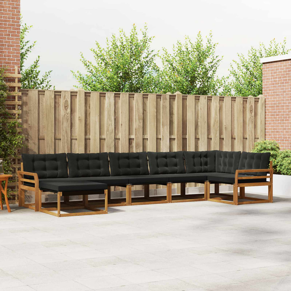 vidaXL Conjunto de sofás de exterior 7 uds. Natural y negro