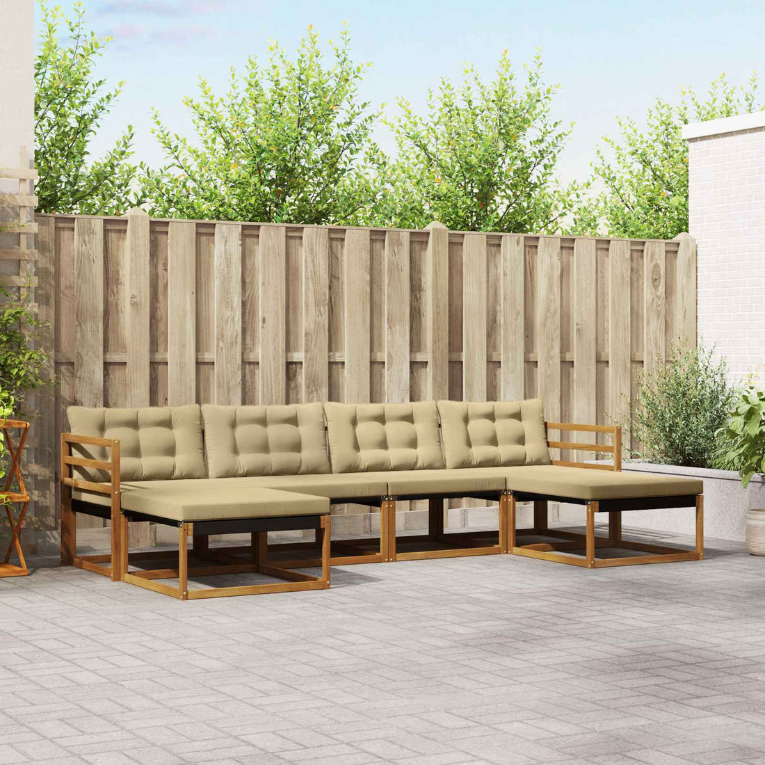 vidaXL Conjunto de sofás de exterior 6 uds. Natural y Beige