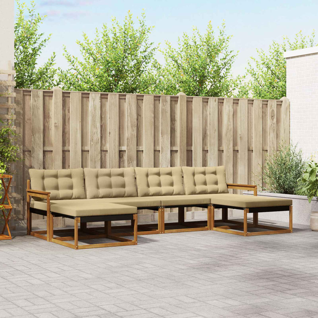 vidaXL Conjunto de sofás de exterior 6 uds. Natural y Beige