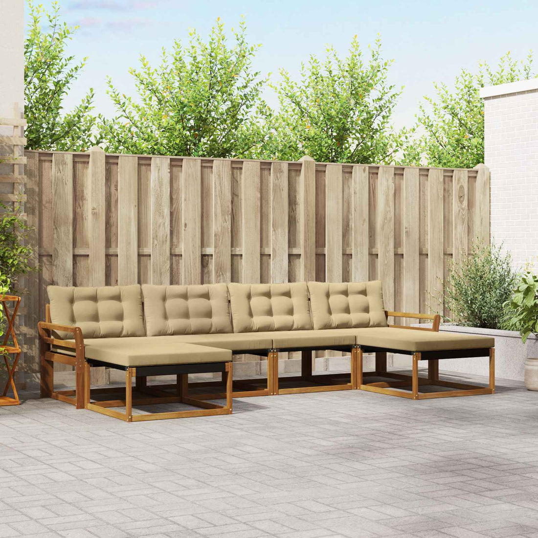 vidaXL Conjunto de sofás de exterior 6 uds. Natural y Beige