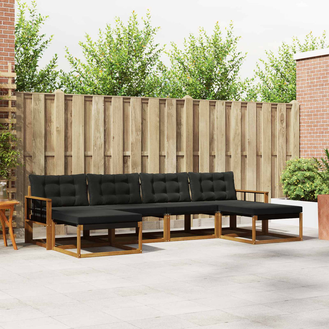 vidaXL Conjunto de sofás de exterior 6 uds. Natural y negro