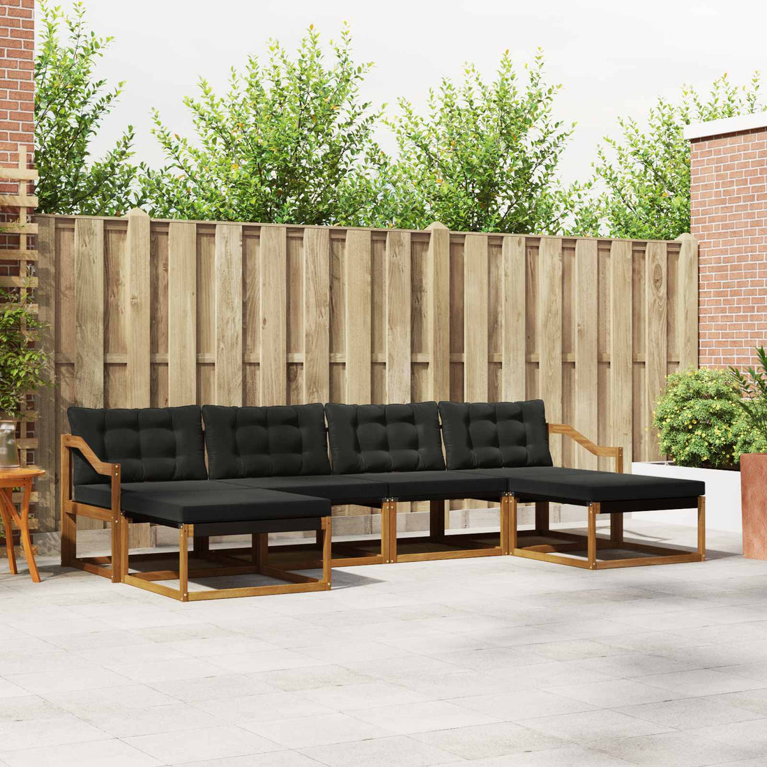 vidaXL Conjunto de sofás de exterior 6 uds. Natural y negro