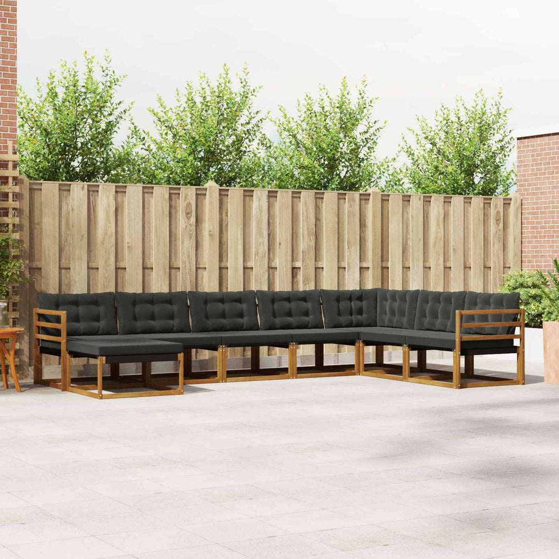 vidaXL Conjunto de sofás de exterior 8 uds. Natural y negro