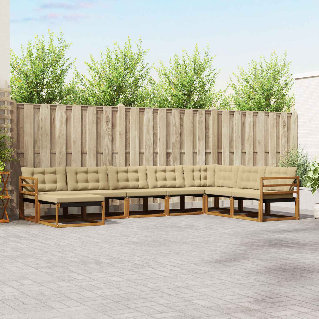 vidaXL Conjunto de sofás de exterior 8 uds. Natural y Beige