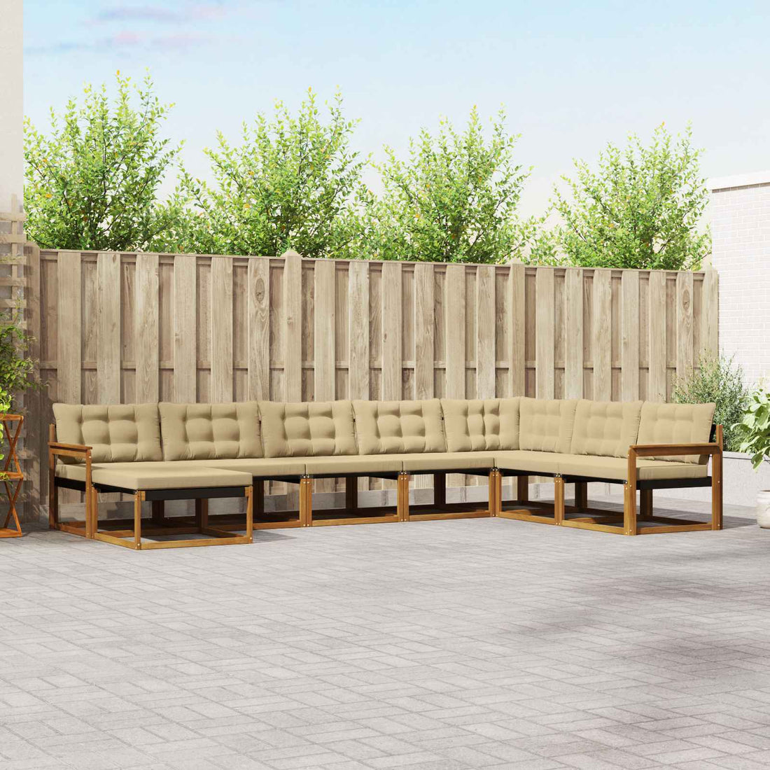 vidaXL Conjunto de sofás de exterior 8 uds. Natural y Beige