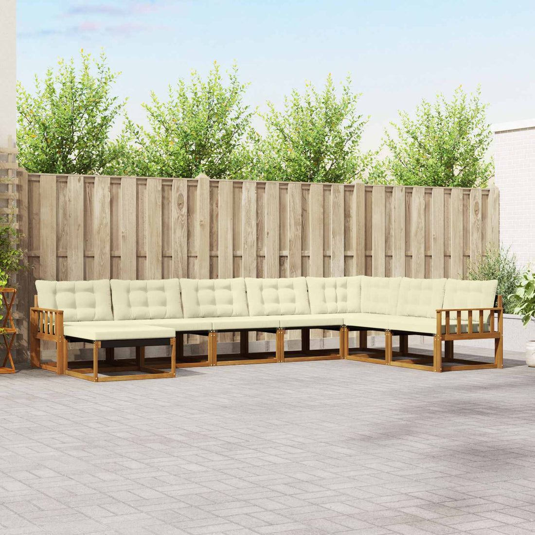 vidaXL Conjunto de sofás de exterior 8 uds. Natural y Crema