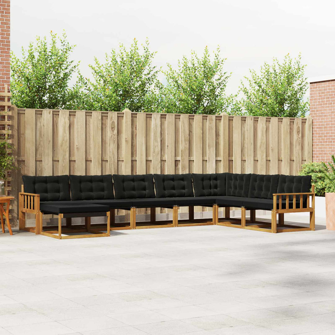 vidaXL Conjunto de sofás de exterior 8 uds. Natural y negro