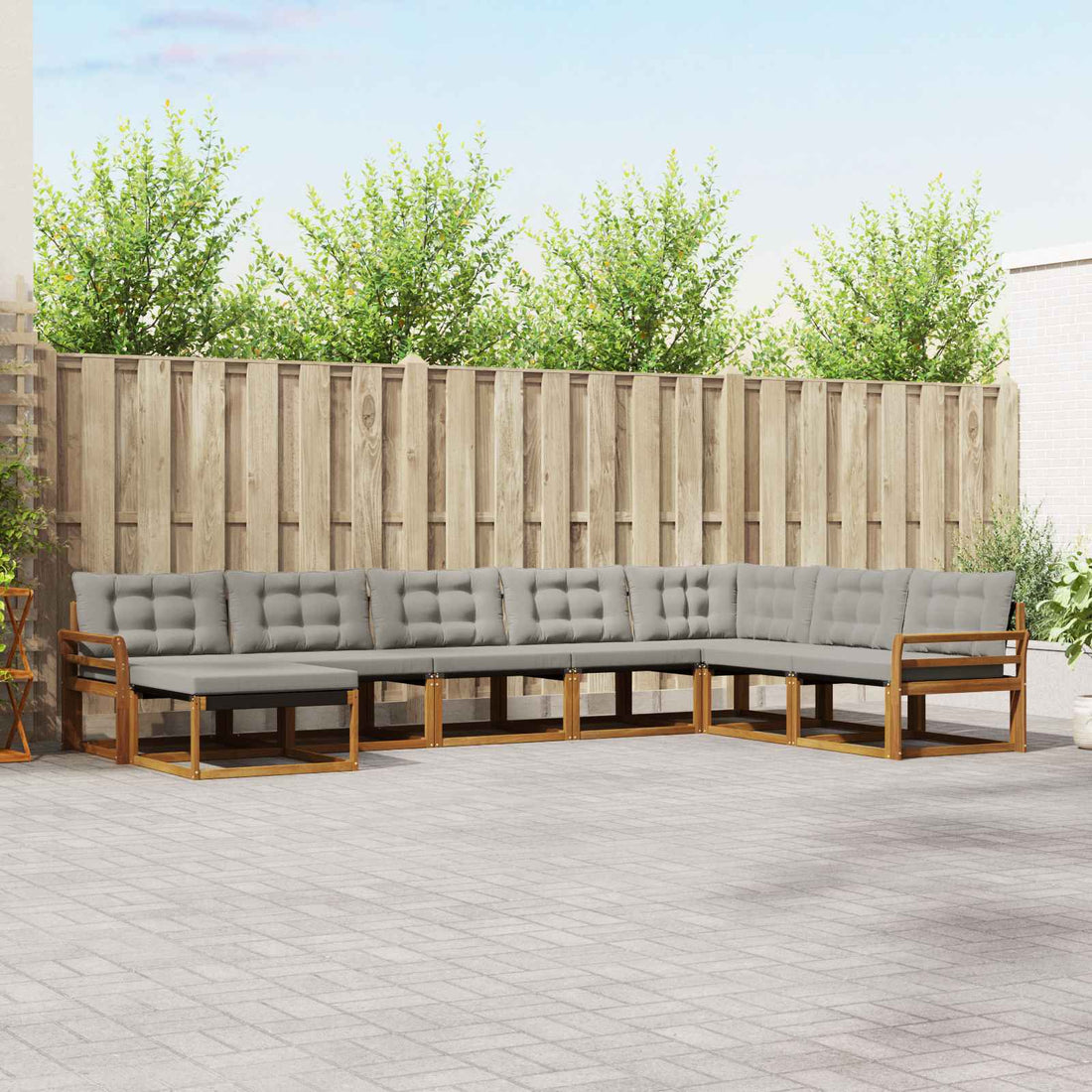 vidaXL Conjunto de sofás de exterior 8 uds. Gris Natural y Claro