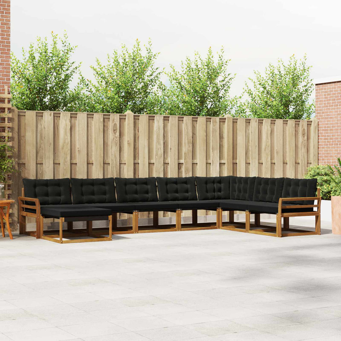 vidaXL Conjunto de sofás de exterior 8 uds. Natural y negro