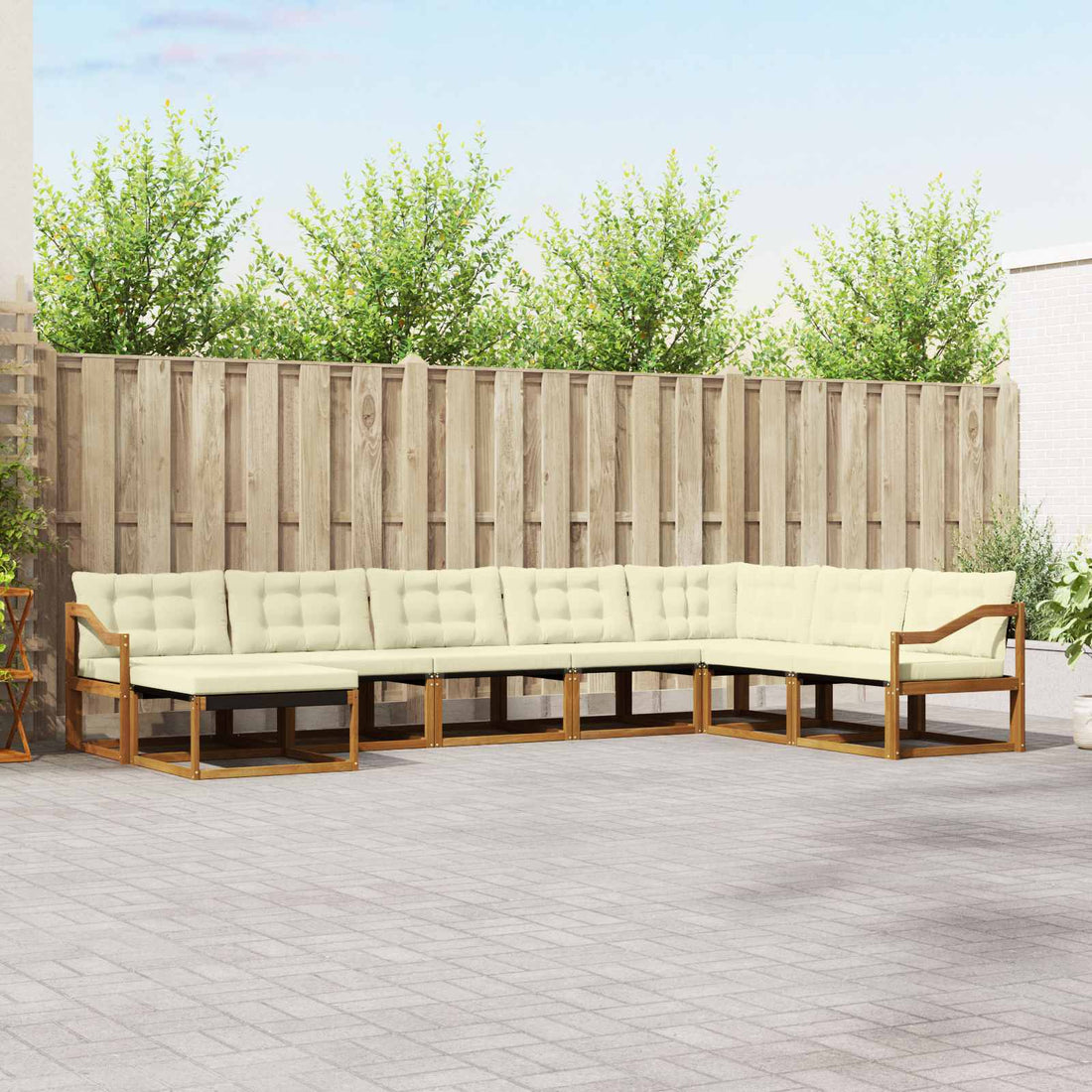 vidaXL Conjunto de sofás de exterior 8 uds. Natural y Crema