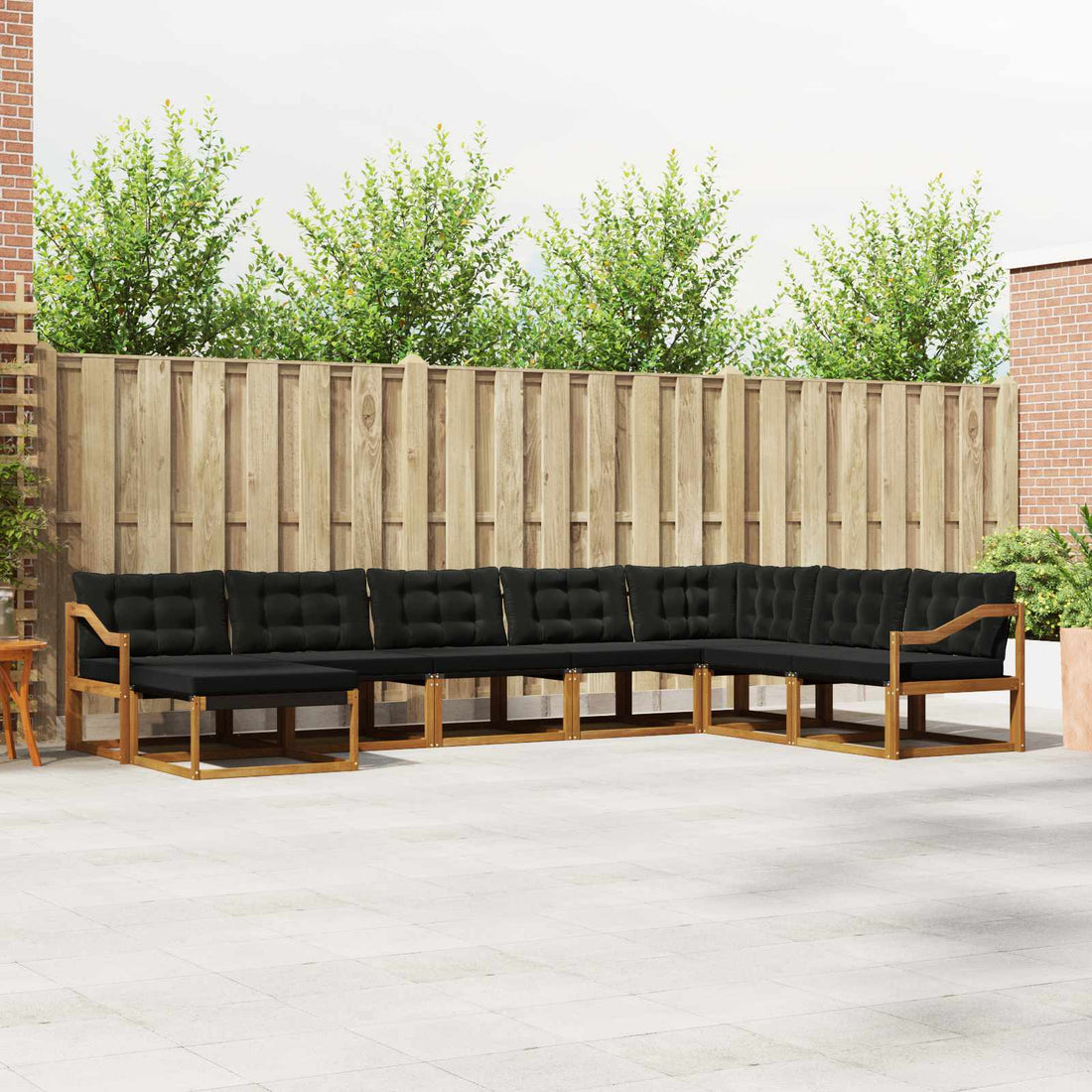 vidaXL Conjunto de sofás de exterior 8 uds. Natural y negro