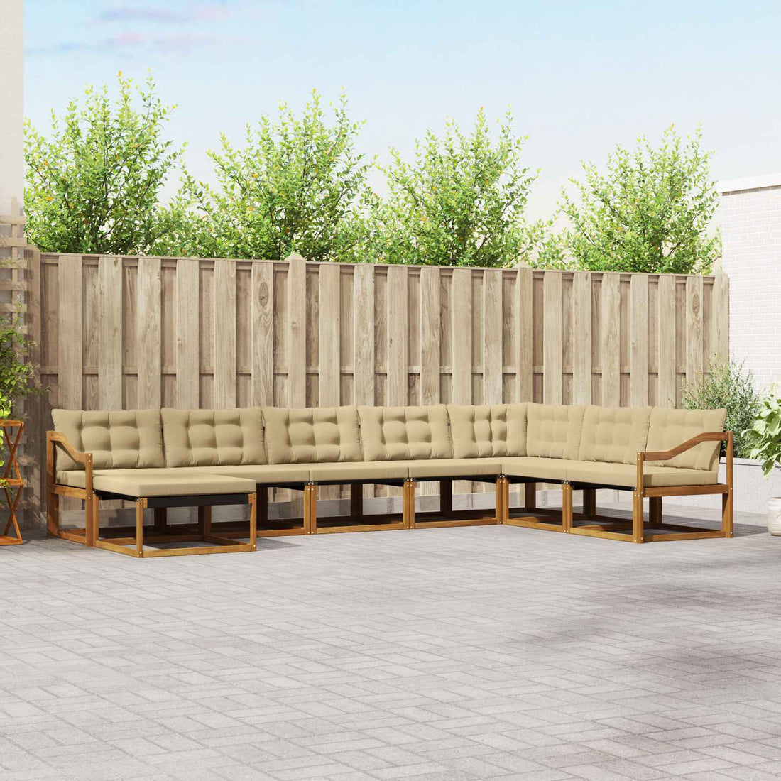 vidaXL Conjunto de sofás de exterior 8 uds. Natural y Beige