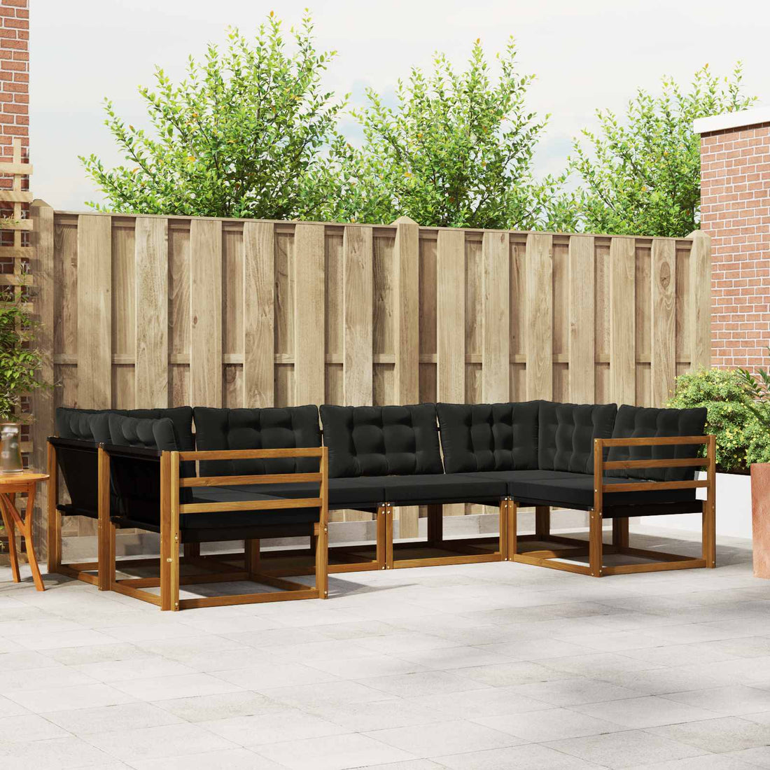 vidaXL Conjunto de sofás de exterior 6 uds. Natural y negro