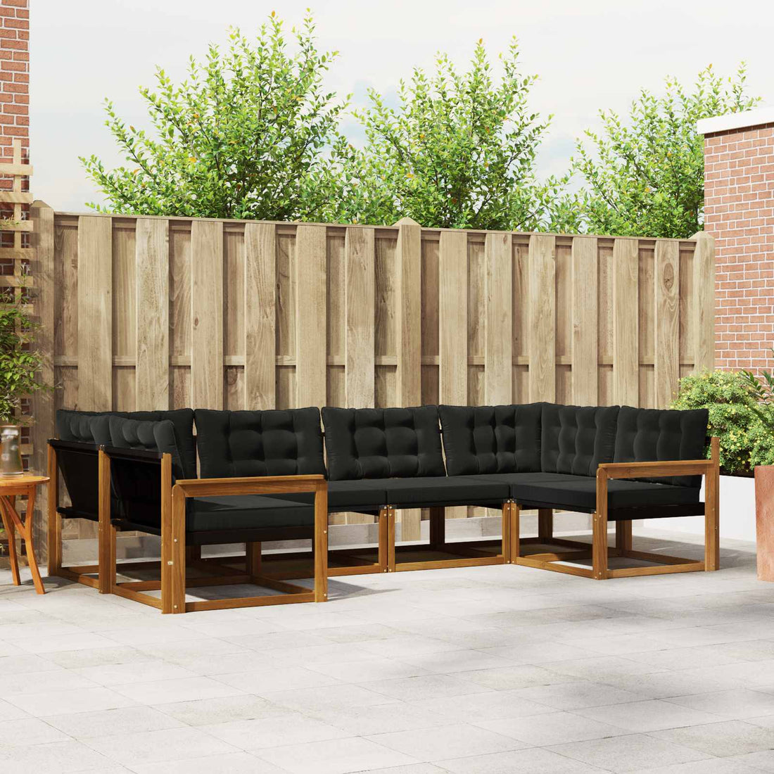 vidaXL Conjunto de sofás de exterior 6 uds. Natural y negro
