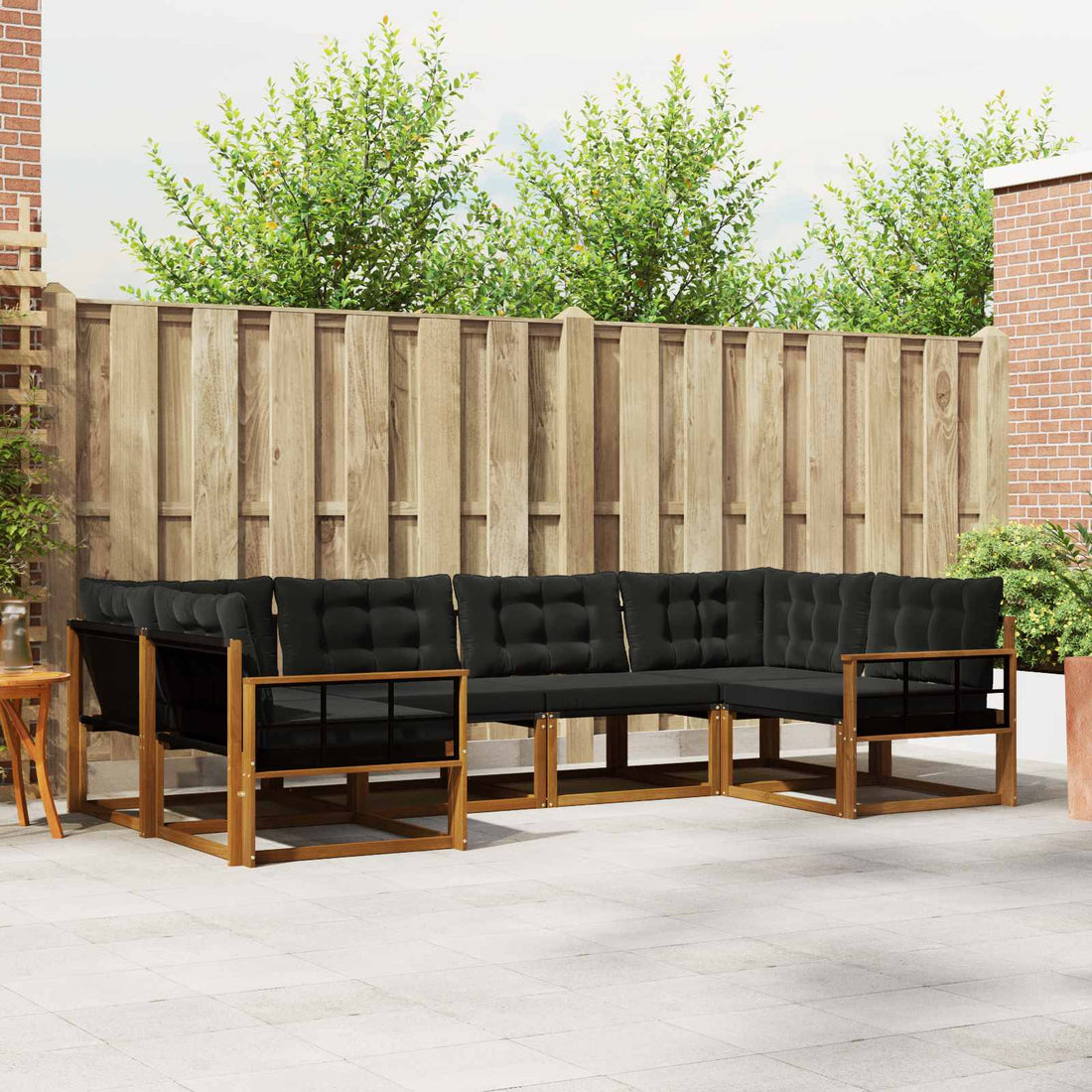 vidaXL Conjunto de sofás de exterior 6 uds. Natural y negro