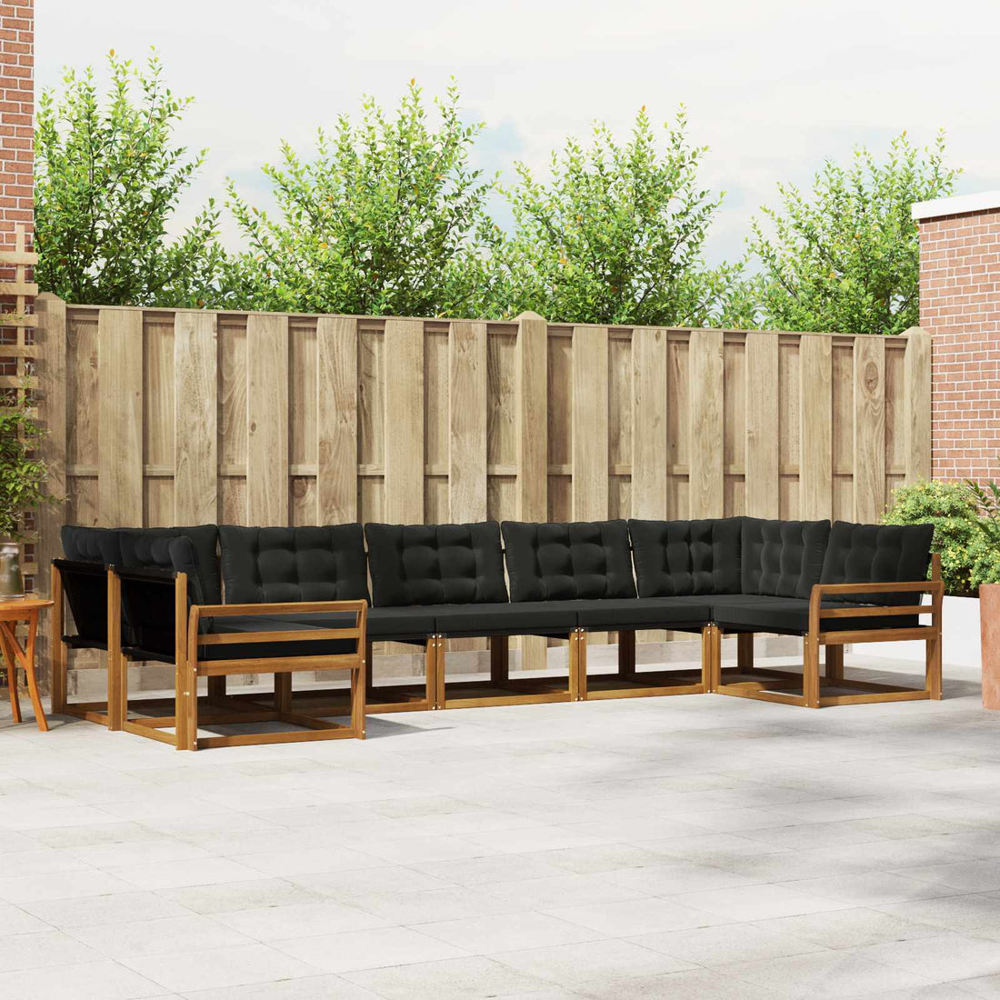 vidaXL Conjunto de sofás de exterior 7 uds. Natural y negro