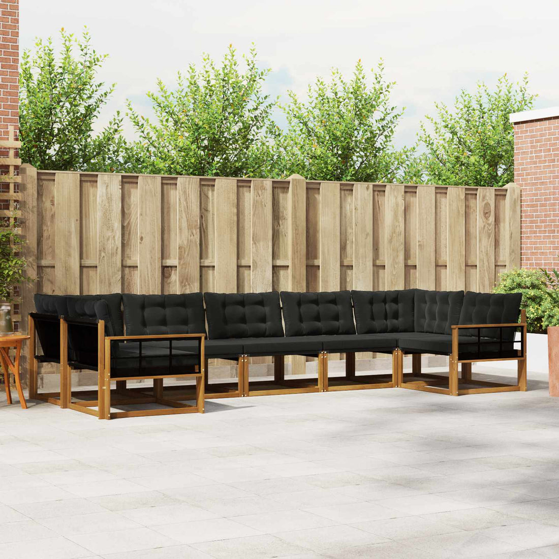 vidaXL Conjunto de sofás de exterior 7 uds. Natural y negro