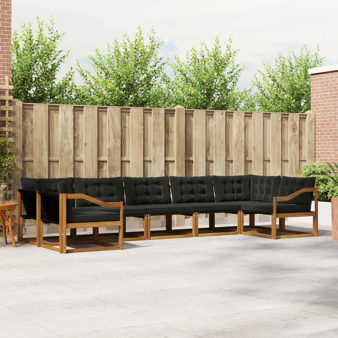 vidaXL Conjunto de sofás de exterior 7 uds. Natural y negro