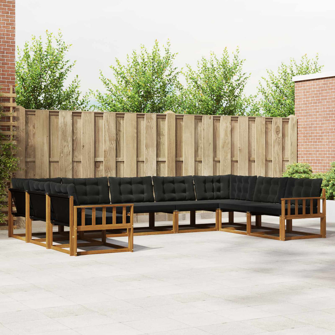vidaXL Conjunto de sofás de exterior 9 uds. Natural y negro