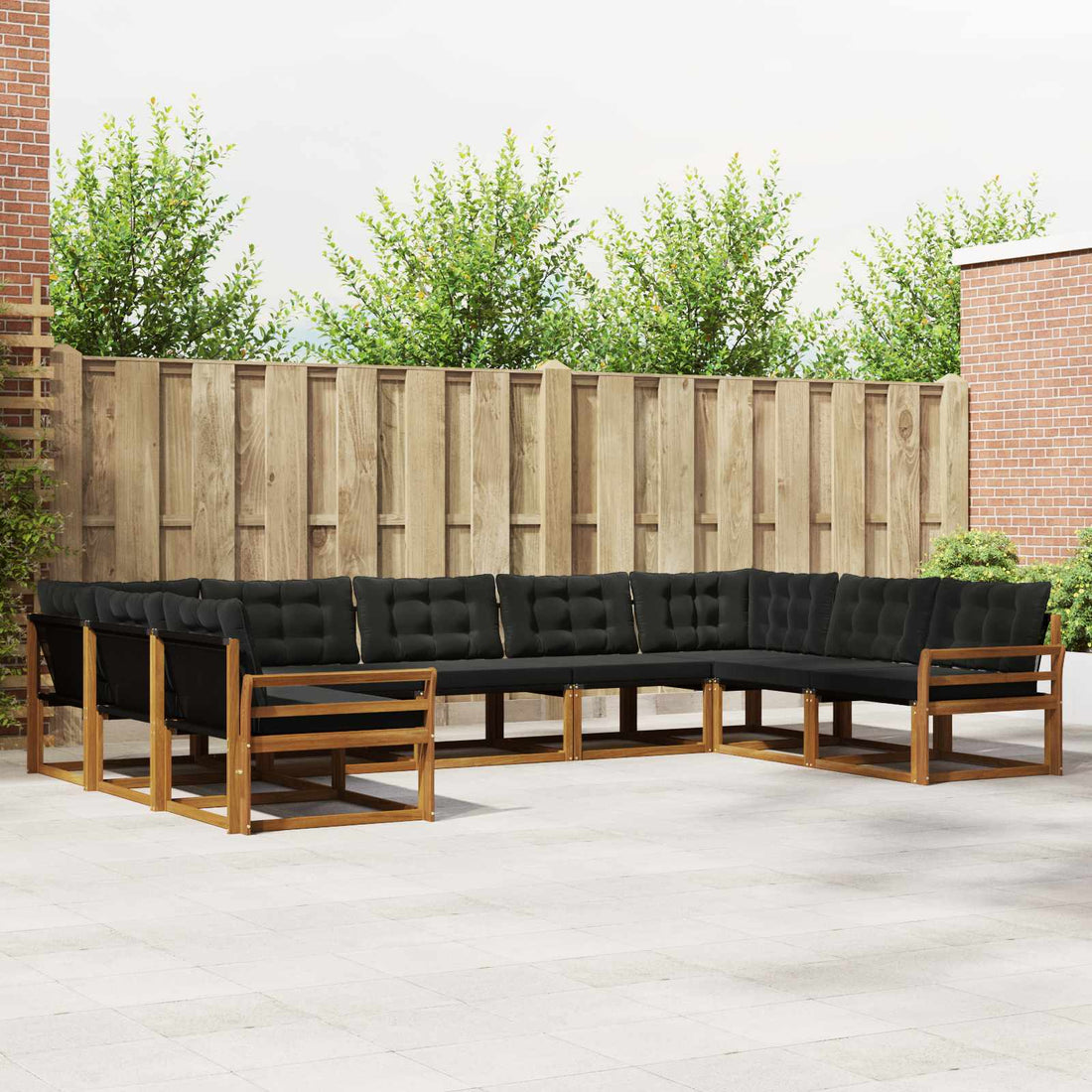vidaXL Conjunto de sofás de exterior 9 uds. Natural y negro