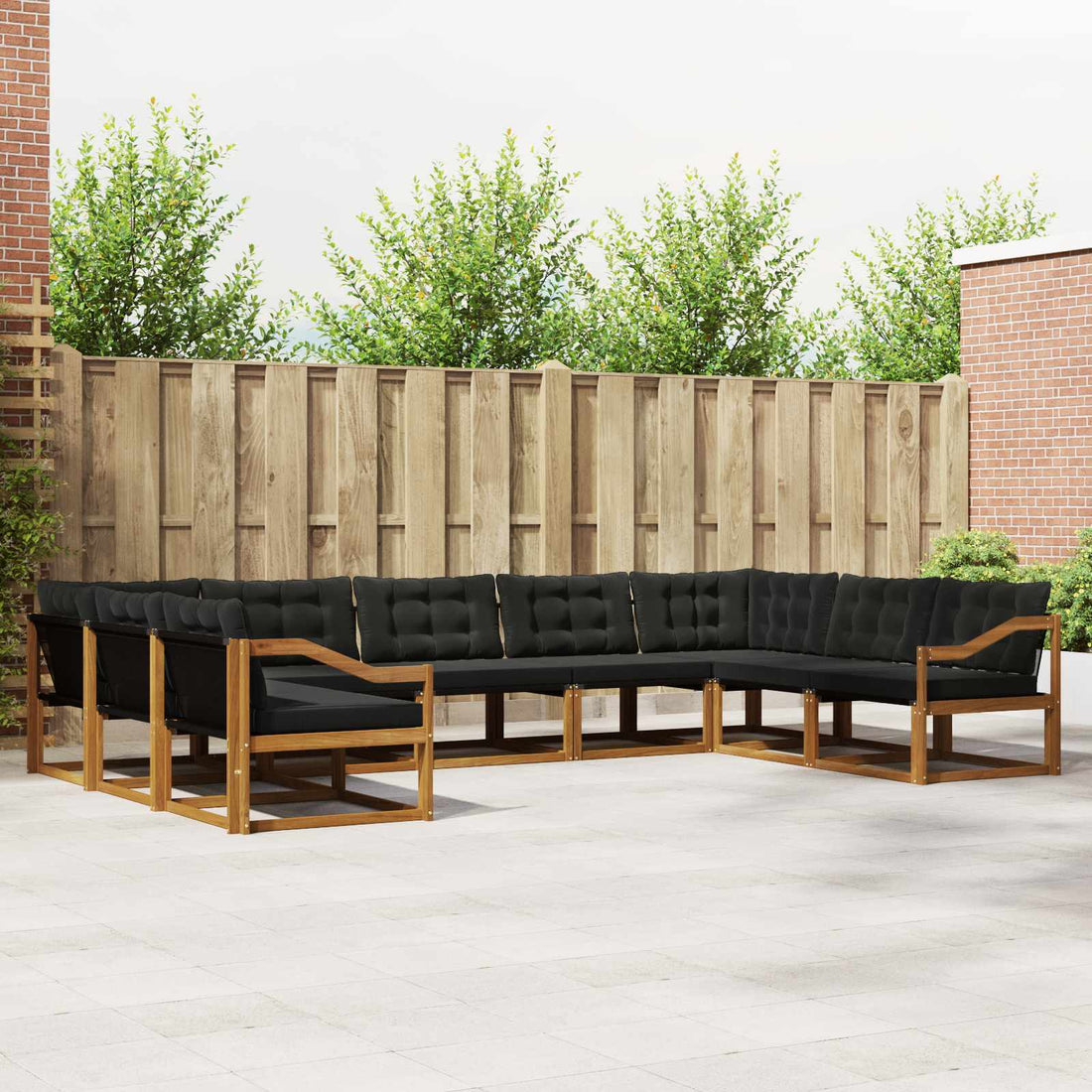 vidaXL Conjunto de sofás de exterior 9 uds. Natural y negro