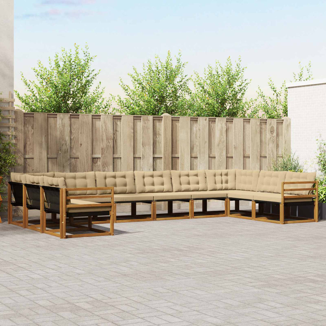 vidaXL Conjunto de sofás de exterior 10 uds. Natural y Beige
