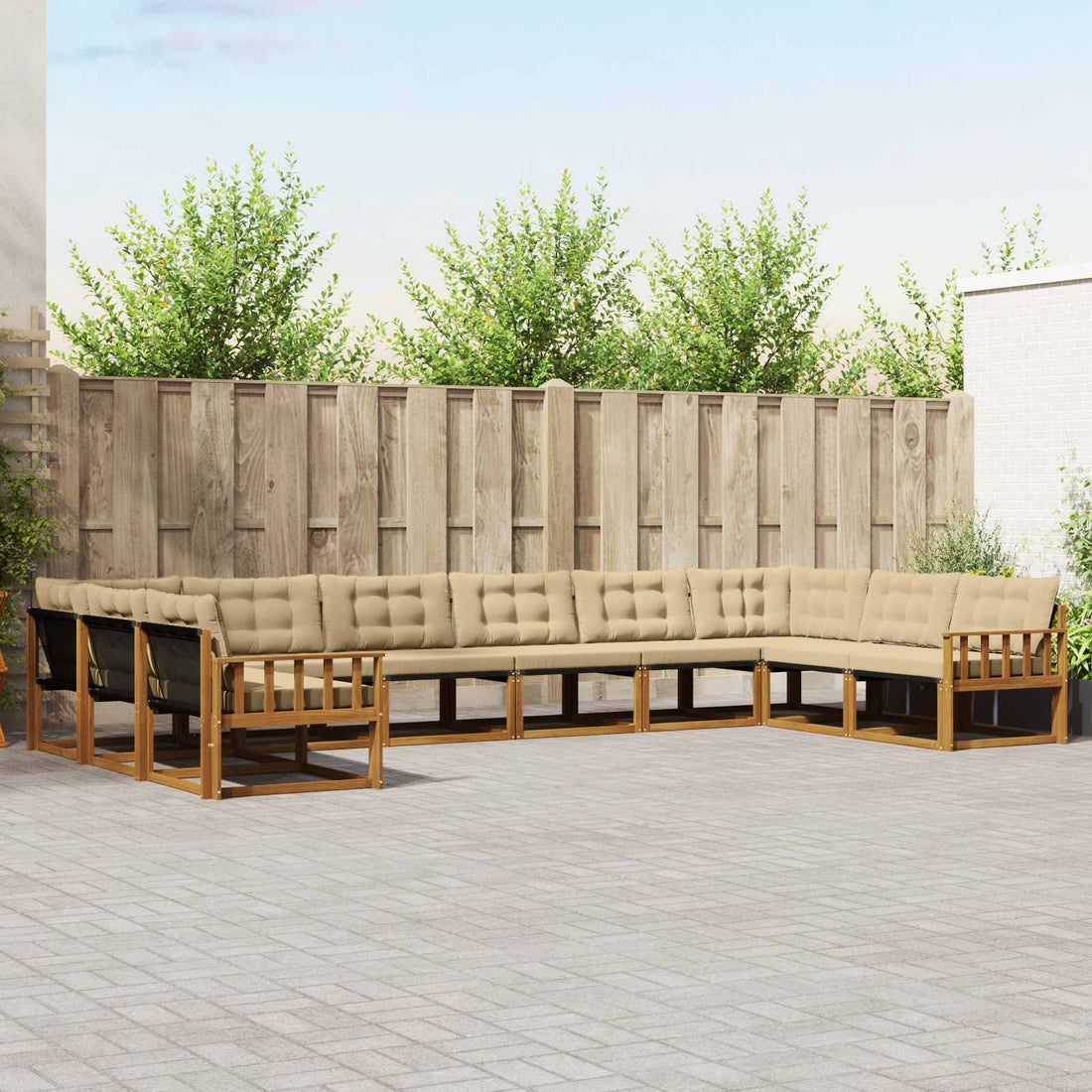 vidaXL Conjunto de sofás de exterior 10 uds. Natural y Beige